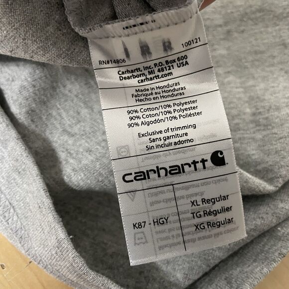 Carhartt Men Shirt XLT Gray Heavyweight Original Fit Crew Neck -READ DESCRIPTION - Picture 5 of 5